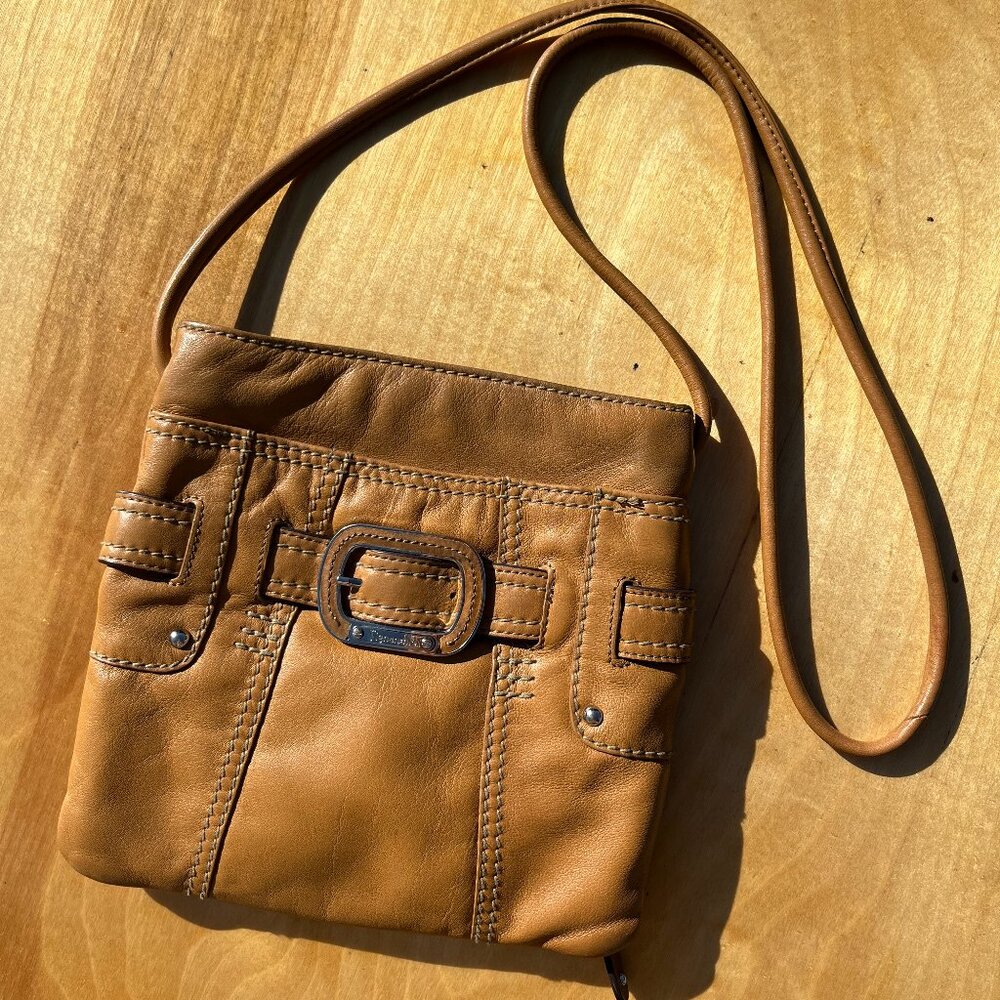 Tignanello genuine leather Y2K style crossbody bag with a buckle